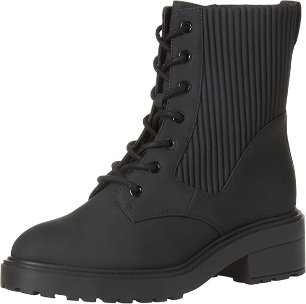 Women's Rubberized Combat Boot with Chunky Outsole