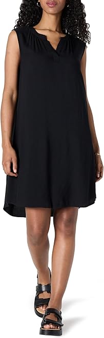 Women's Sleeveless Woven A-line V Neck Shift Dress
