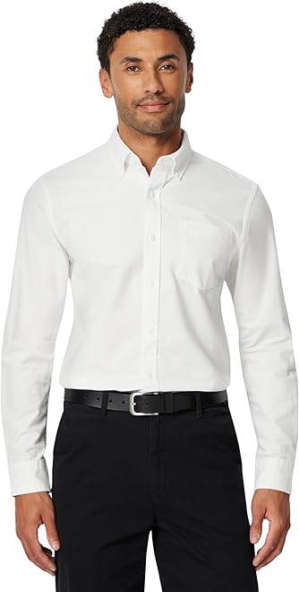 Men's Button-Down Long Sleeve Casual Pocket Oxford Shirt