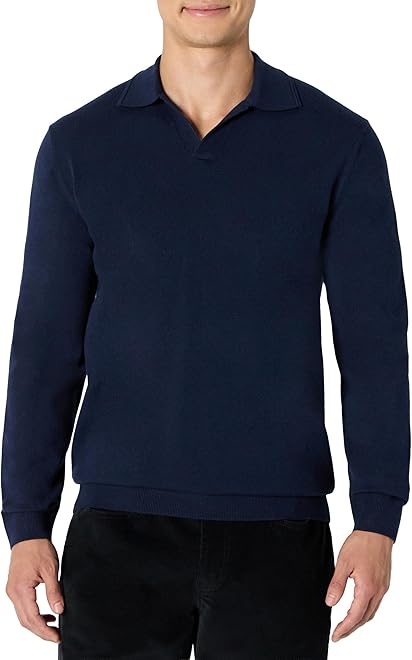 Men's Long Sleeve Regular Fit Knit Polo Sweater