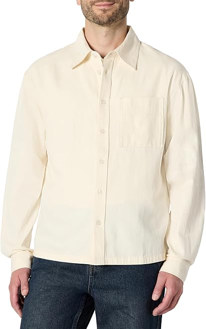 Men's Modern Oversized-Fit Denim Button-Down Shirt