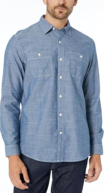 Men's Regular-Fit Long-Sleeve Chambray Shirt