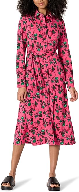 Women's Regular-Fit Matte Jersey Midi Length Shirt Dress